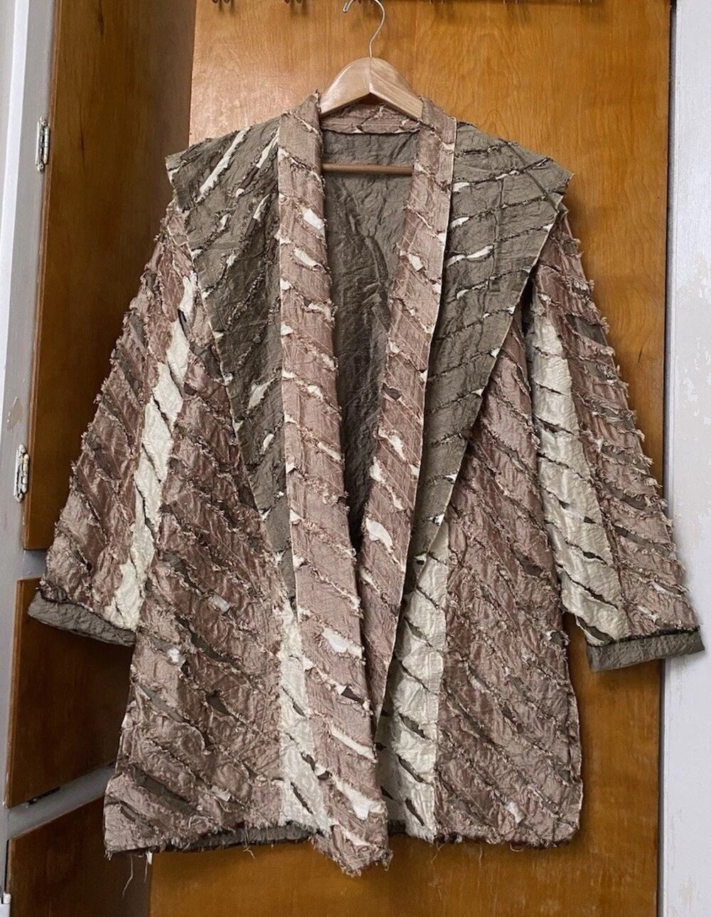 Handmade Tim Harding Silk Fiber Artist Art To Wear Long Jacket Kimono Sz L OS